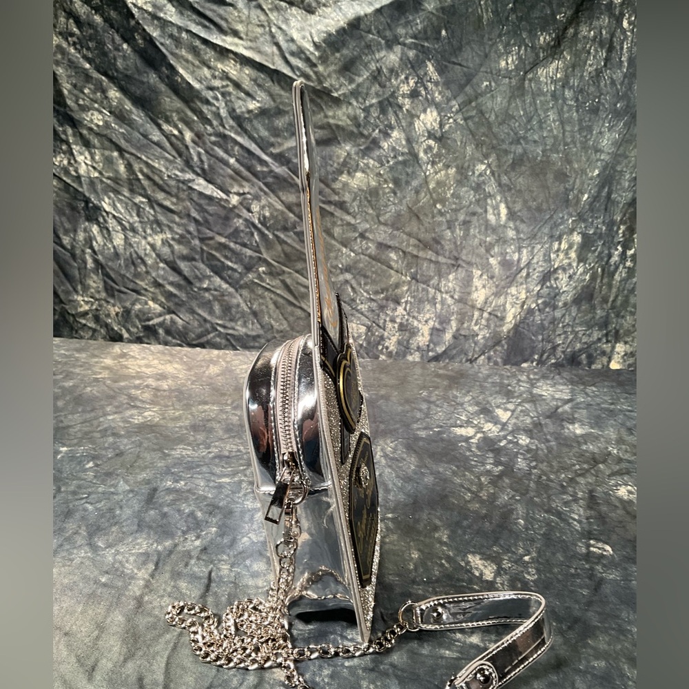 Silver champagne bottle shoulder strap purse. - Picture 3 of 5
